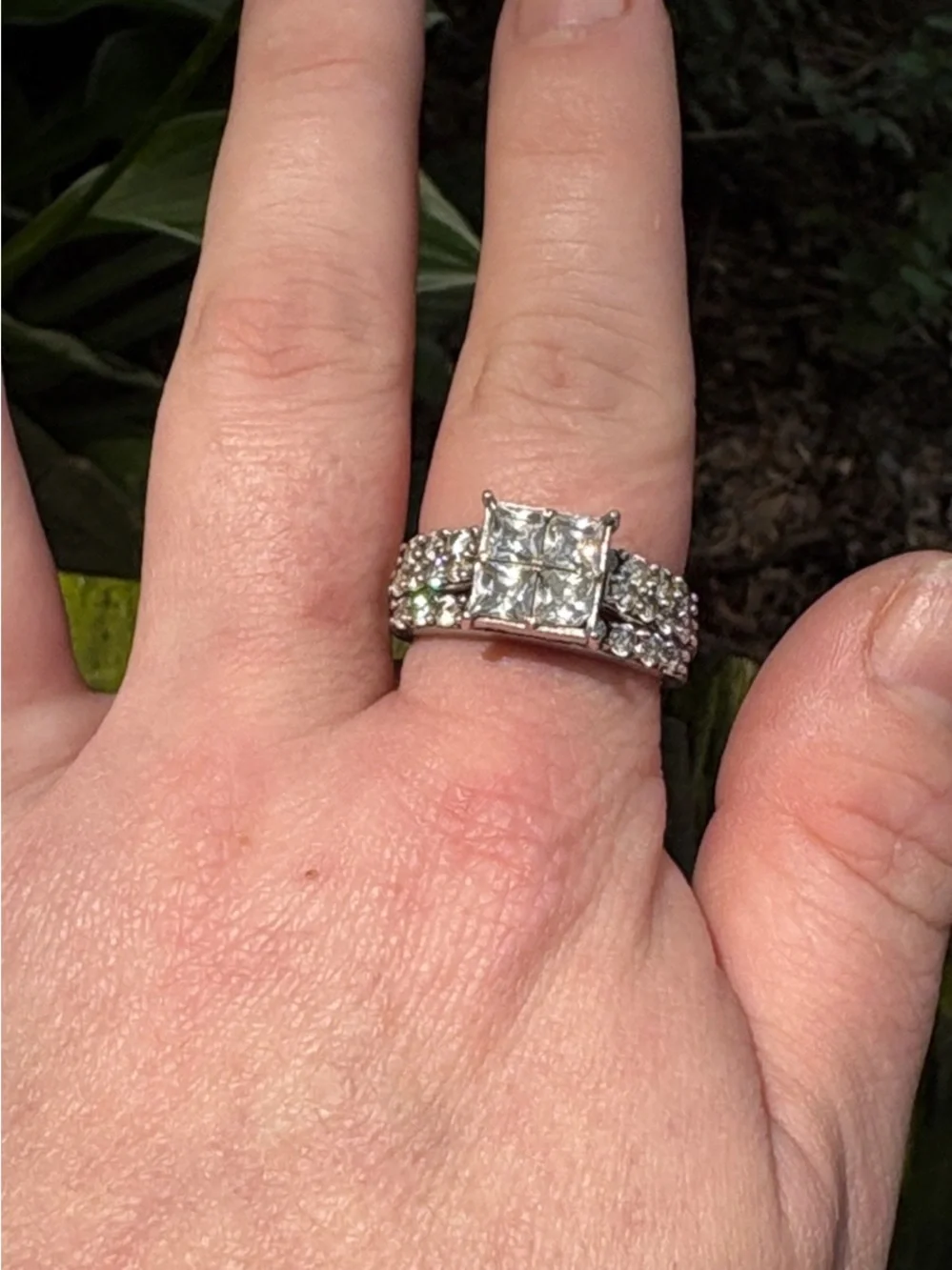 JTV Sterling Silver Square Cut Ring Size 9